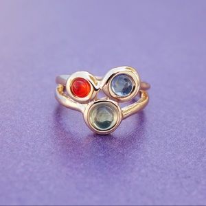 Gold Ring With Colored Glass Cabochons (Size 7)